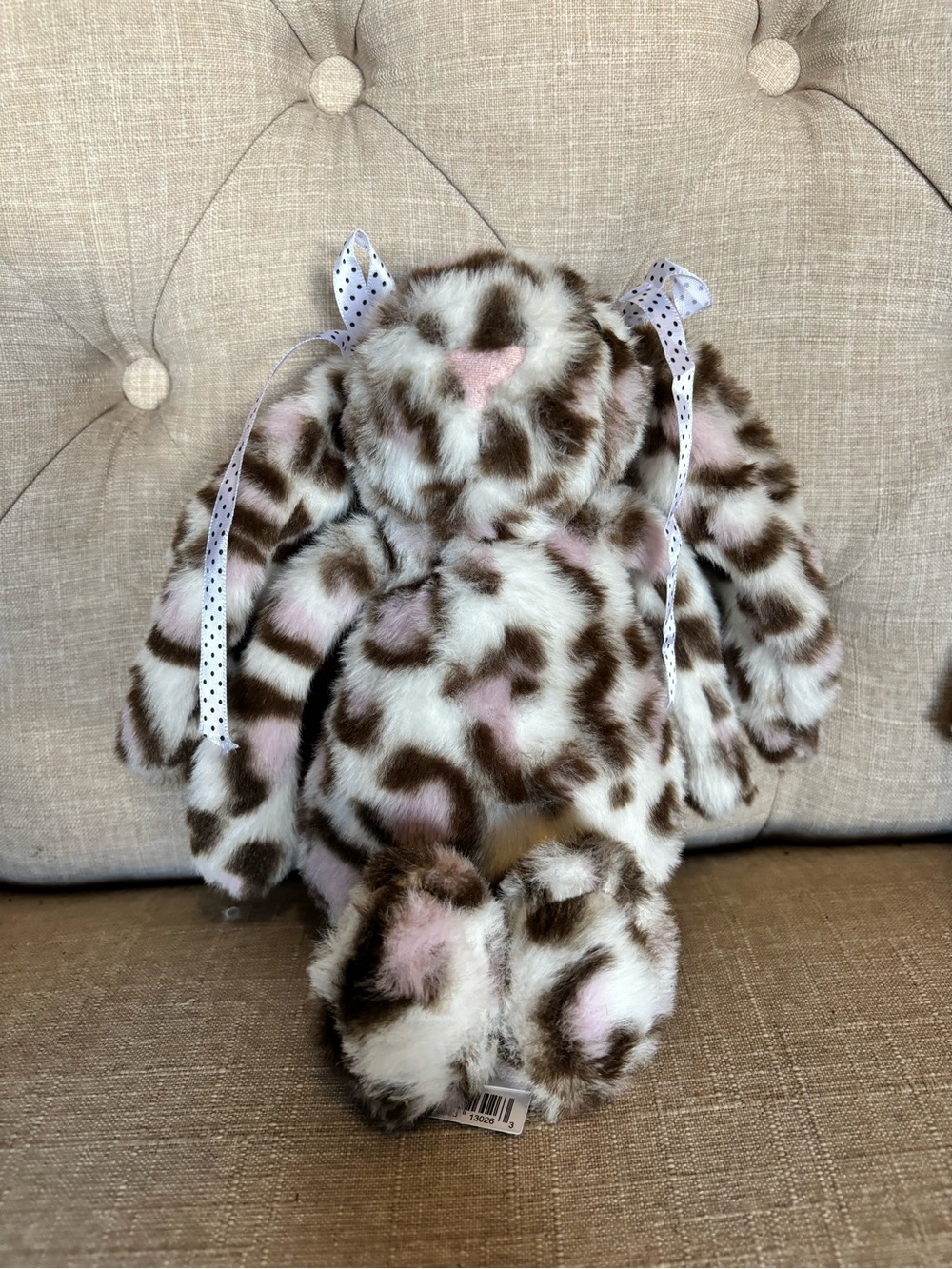 Jellycat Leopard-Print Bunny Plush - Brown & Pink
